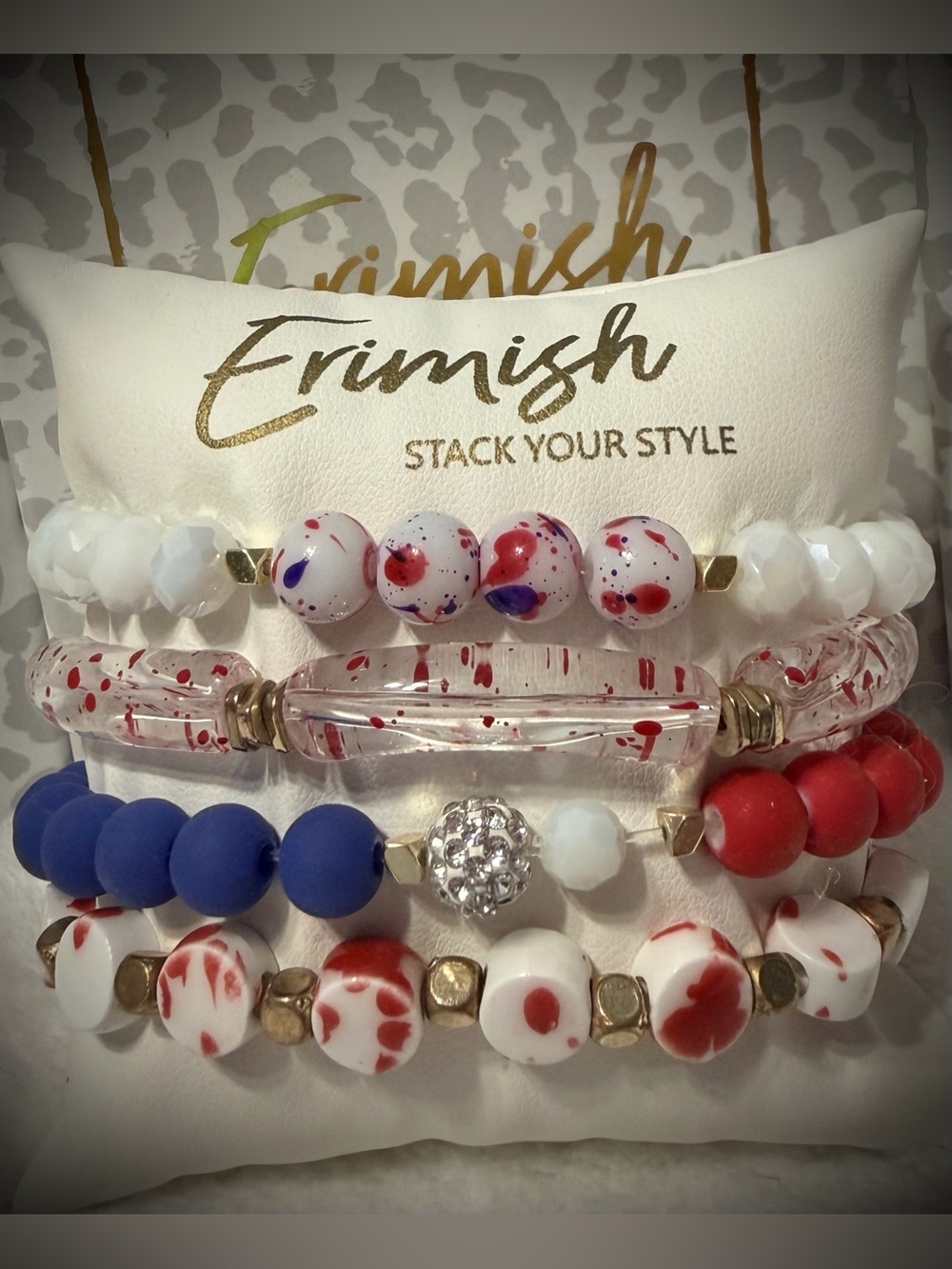 New ERIMISH Bracelets 4 pc Stack - Red, White & Blue